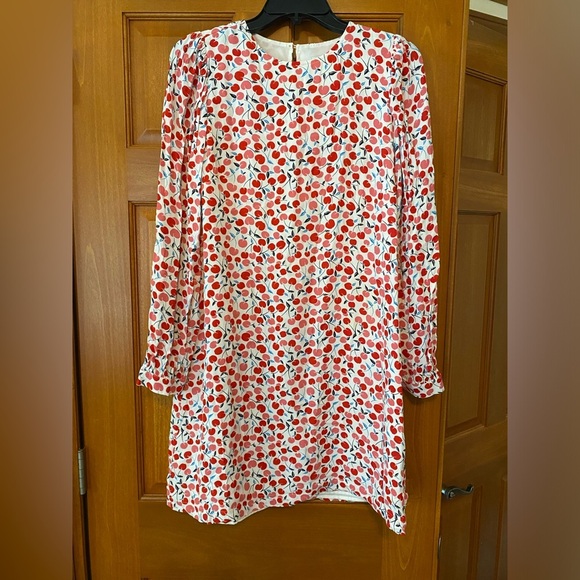 Loft Ann Taylor Dress Medium Cottage Cherry Balloon Sleeve Swing Dress Red - Picture 2 of 9